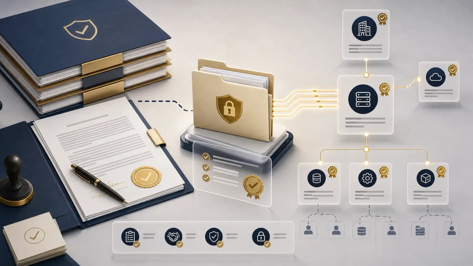 Vendor management table with data processing agreements and sub-processor chain nodes